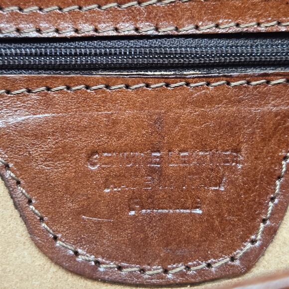 FLORENCE Made in Italy Brown Vintage Leather Crossbody Bag Purse - Picture 8 of 11